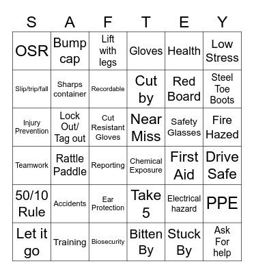 Safety Bingo Card