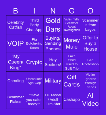 Scamfish BINGO Card