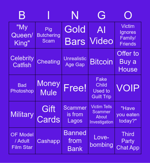 Scamfish BINGO Card