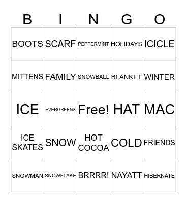 MAC BLUE BRRRR...BINGO! Bingo Card