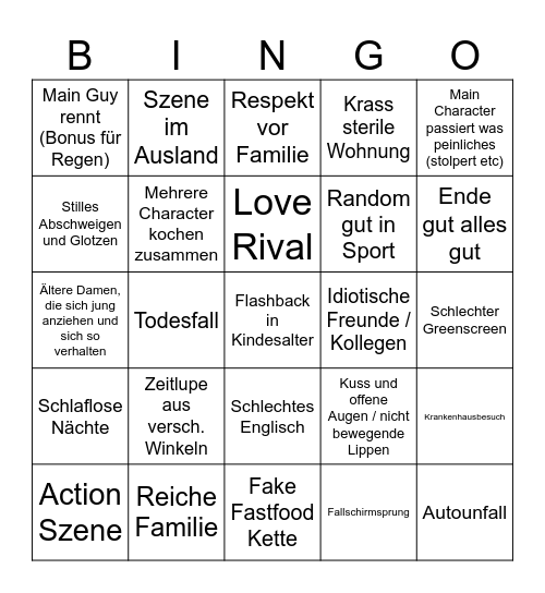 K Drama Bingo Card