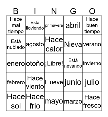 ¡Lotería del Tiempo! Bingo Card