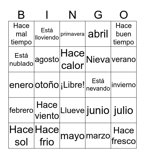 ¡Lotería del Tiempo! Bingo Card