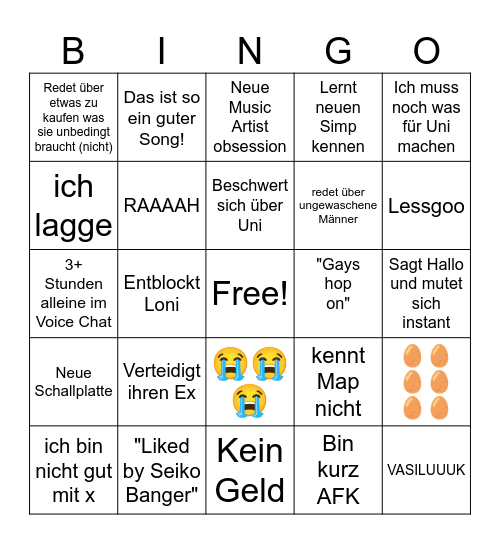 Seiko Bingo Card