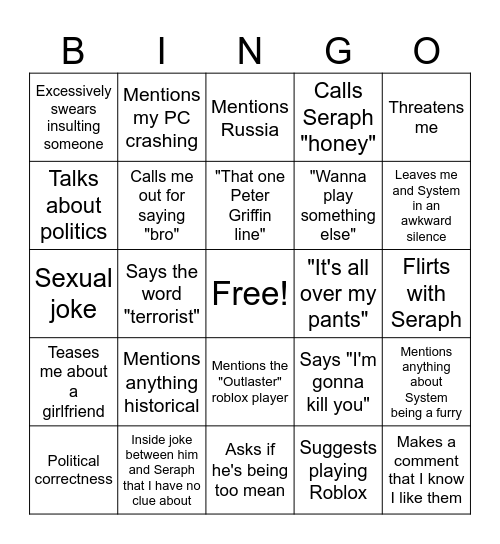Cozy bingo Card