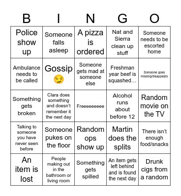 MICA Party Bingo Card