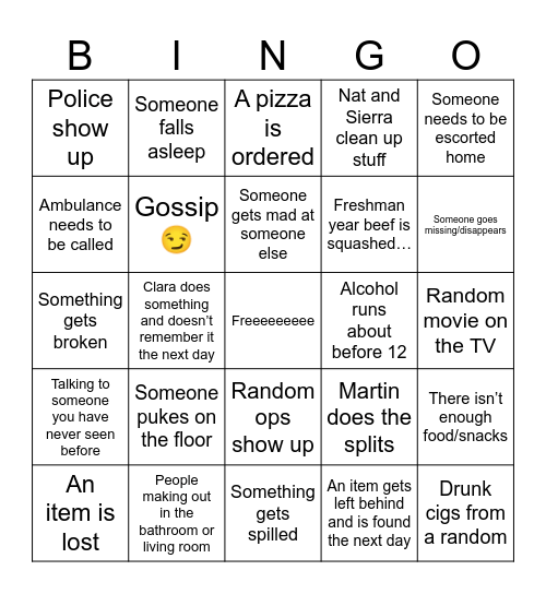 MICA Party Bingo Card