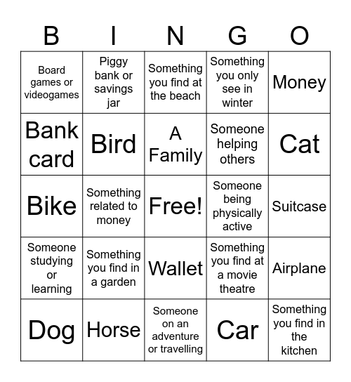 Vision Board Party Bingo Card