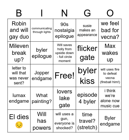 Bingo season 5! Bingo Card