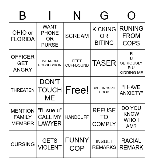 COP BINGO Card