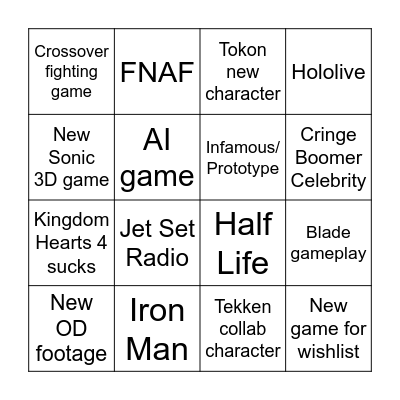 TGA 2025 Bingo Card