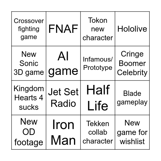 TGA 2025 Bingo Card