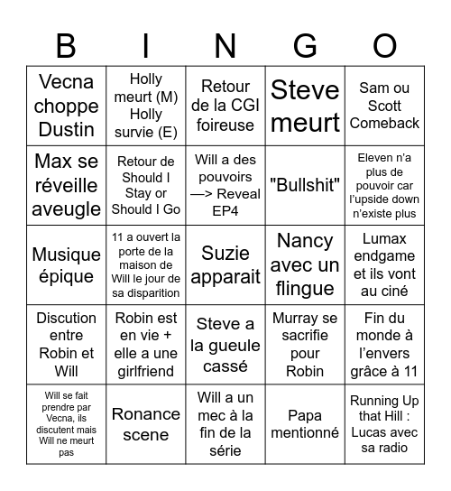 Bingo sérieux ST Bingo Card