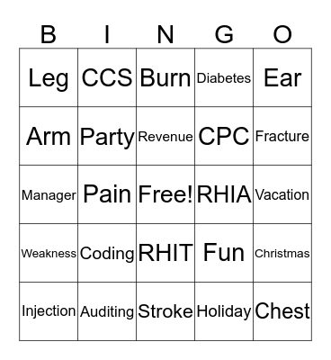 Coding Department Christmas Bingo Card