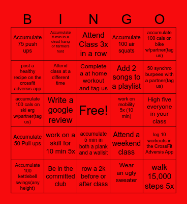 CrossFit Bingo Card