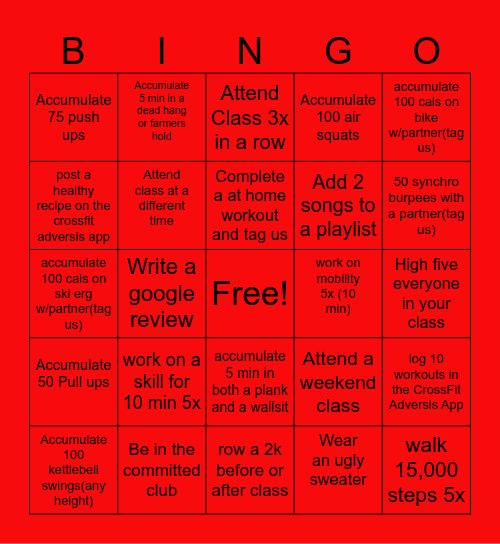 CrossFit Bingo Card