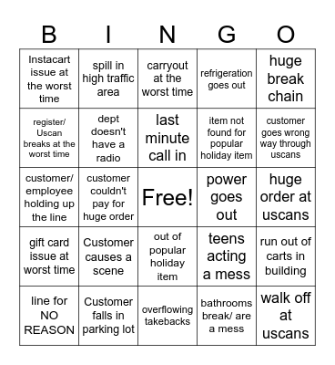 Holiday Bingo Card