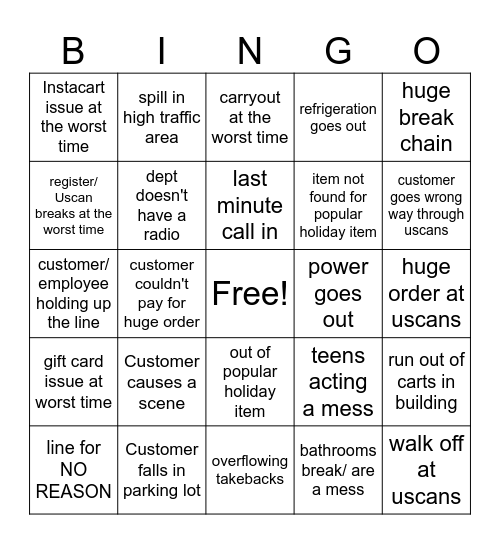 Holiday Bingo Card
