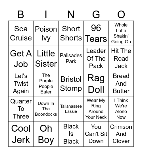 Golden Oldies Vol. 3 Bingo Card