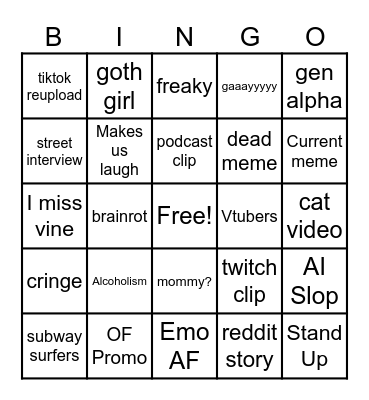 Instagram Reels Bingo Card