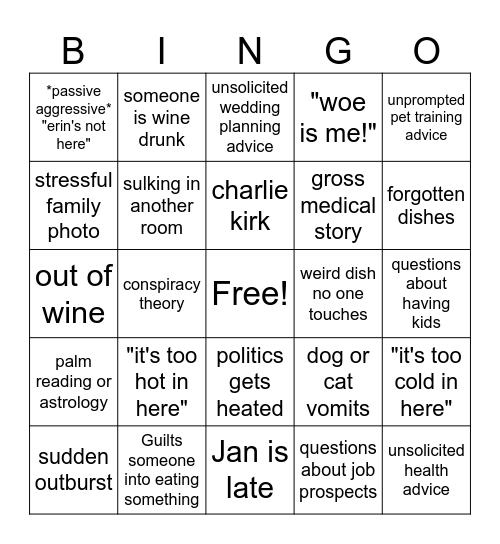 Thanksgiving Bingo Card