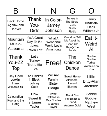 Thanksgiving Bingo! Bingo Card