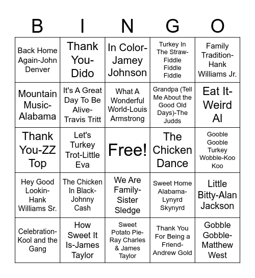 Thanksgiving Bingo! Bingo Card