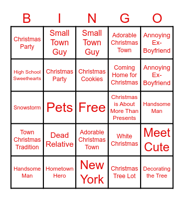 Hallmark Movie Tropes Bingo Card