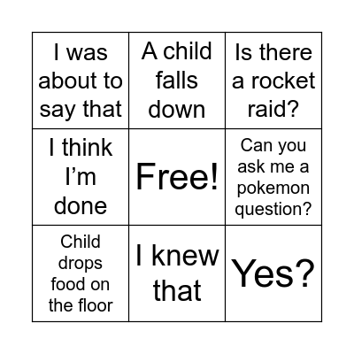 Kids Bingo Card