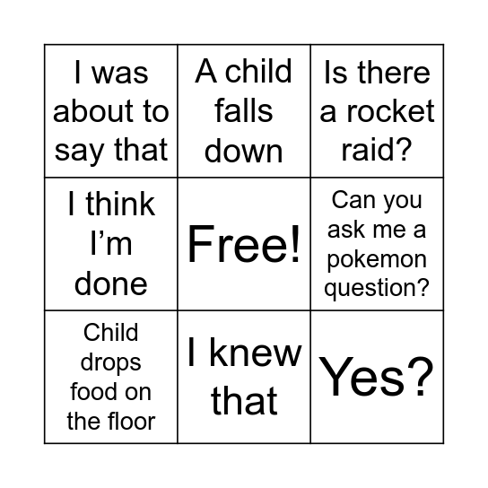 Kids Bingo Card