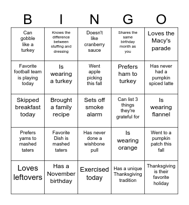 FRIENDSGIVING BINGO Card