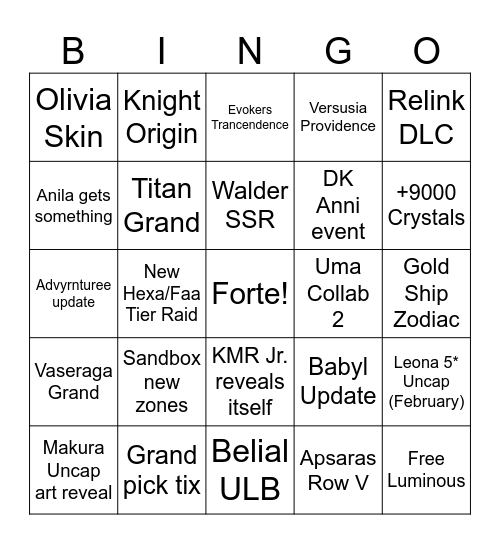 Untitled Bingo Card