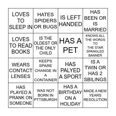 Getting to Know You BINGO Card