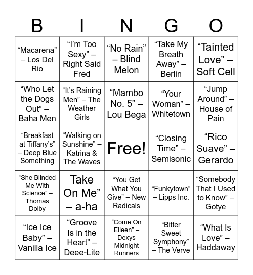 ROUND 3 — “One-Hit Wonders… And Every One Is a BANGER” Bingo Card