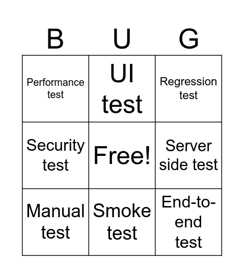 Bug Bingo Card
