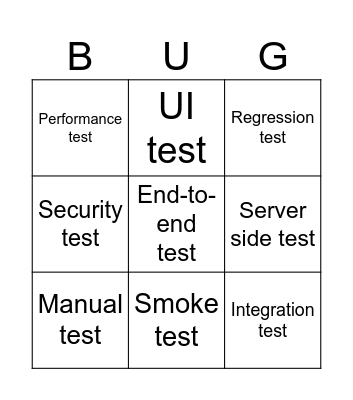 Bug Bingo Card