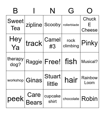 Smith Family Bingo Card