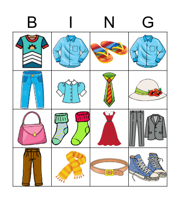 CLOTHES Bingo Card