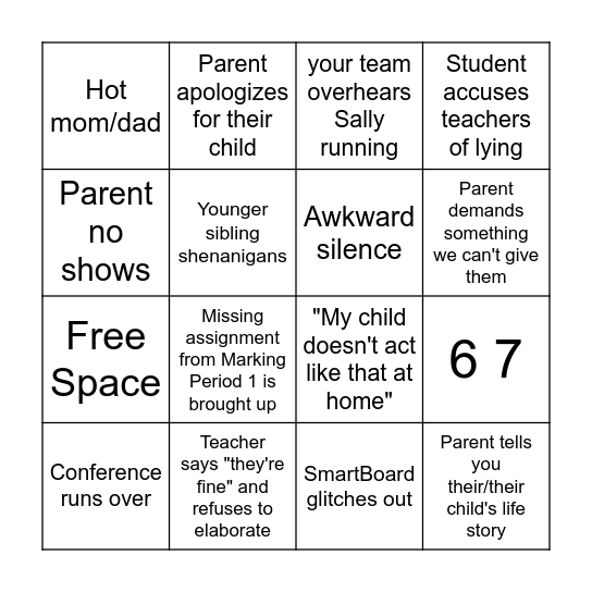 Parent Teacher Conference Bingo - Fall 2025 Bingo Card