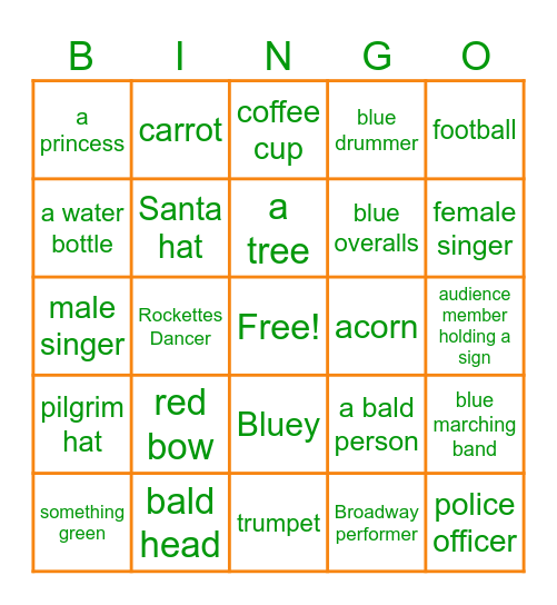 Parade Bingo Card