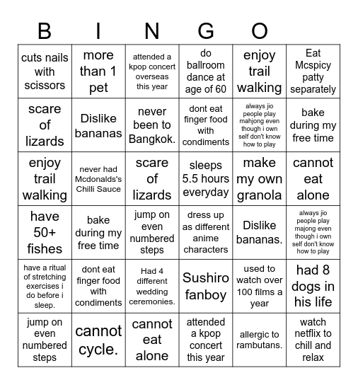 Staff Townhall Bingo Card