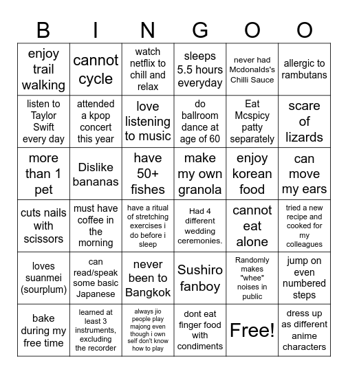 Staff Townhall Bingo Card