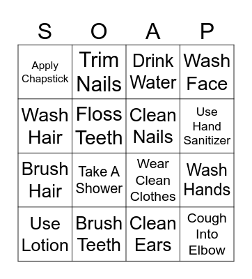 Hygiene Bingo Card