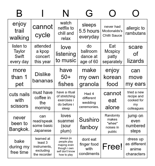 Staff Townhall Bingo Card