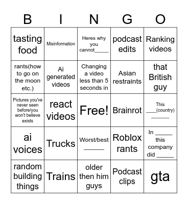 luke youtube Bingo Card