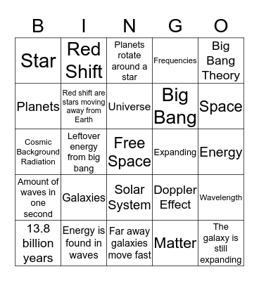 Big Bang Theory Bingo Card