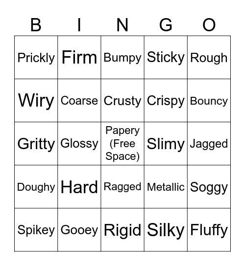 Texture Bingo Card