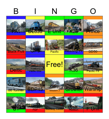 Railroads that I would like to go before I go on a Mountain Adventure one day Bingo Card