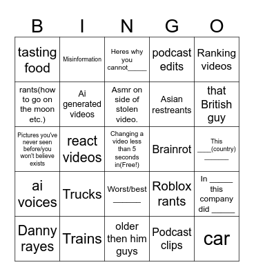 luke youtube Bingo Card