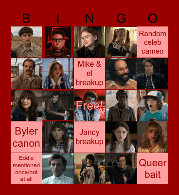 Stranger Things s5 bingo Card